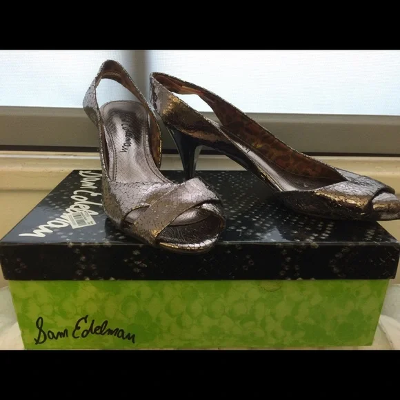 Sam Edelman metallic kitten heel slingback - Picture 2 of 6